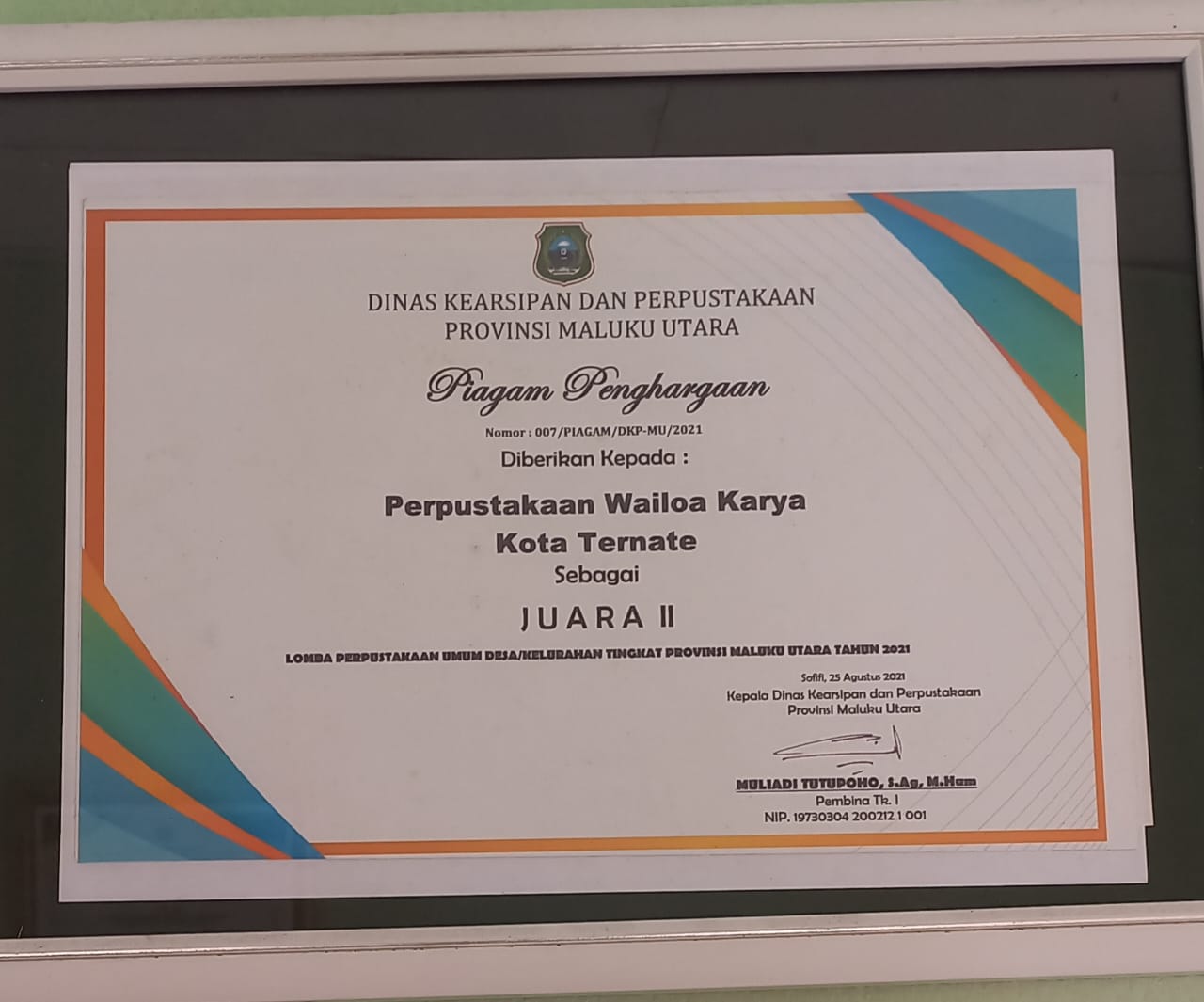 Perpustakaan "Waiola Karya " Kelurahan Kasturian